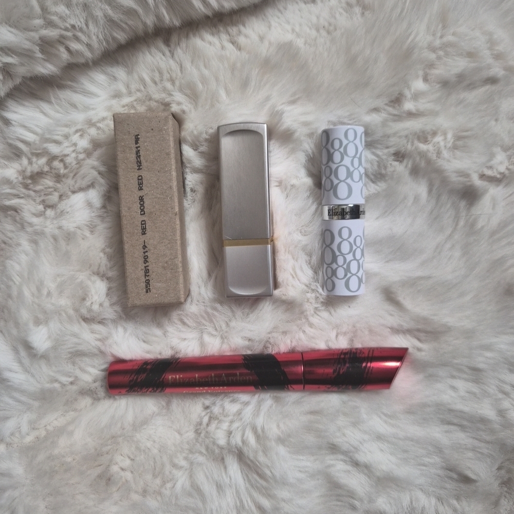Beauty Bundle Elizabeth Arden Lip Balm Red Door Red Lipstick Mascara Makeup Lot